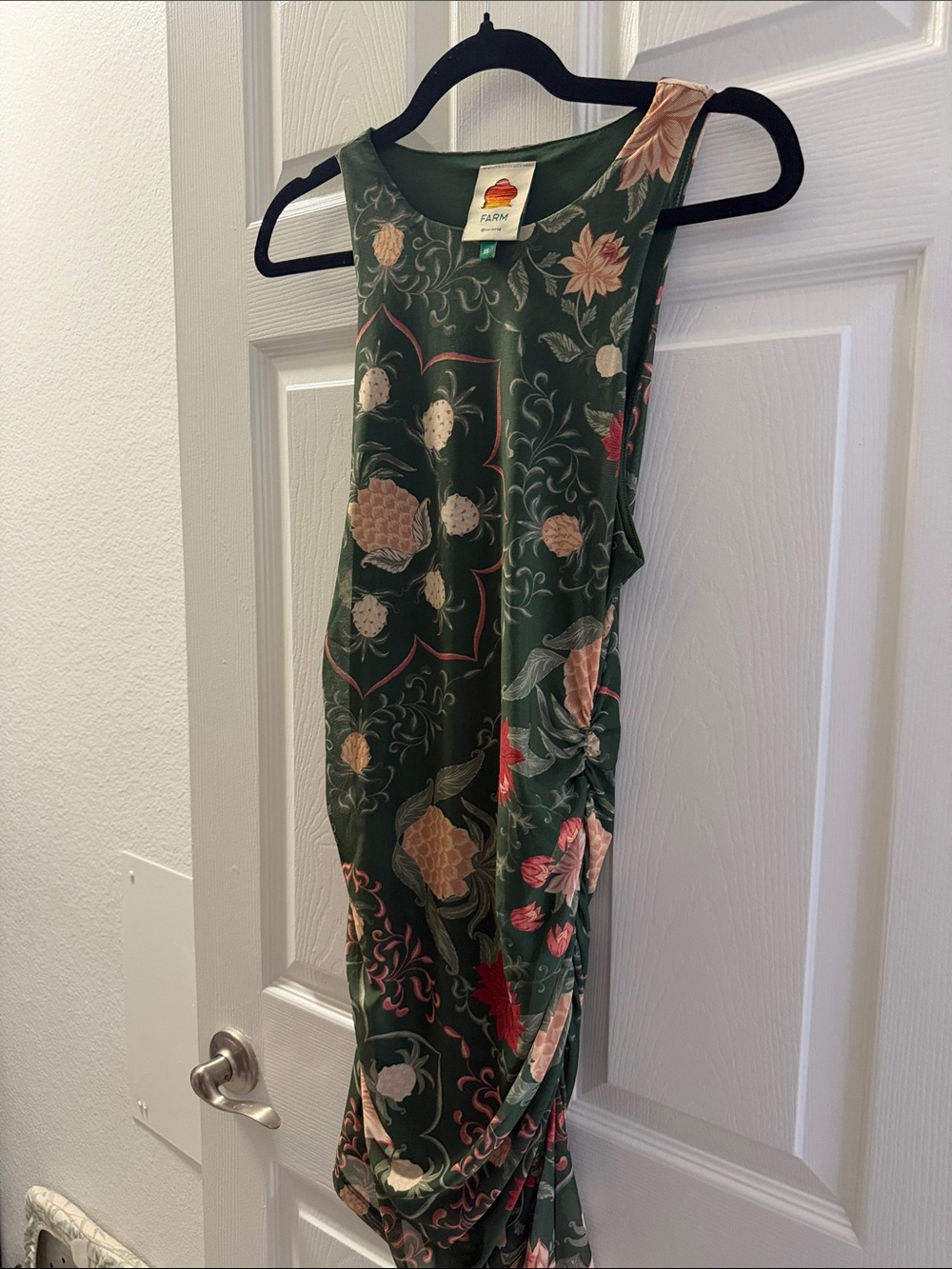 FARM Rio Green Floral Sleeveless Mini Dress with Pink & Cream Accents